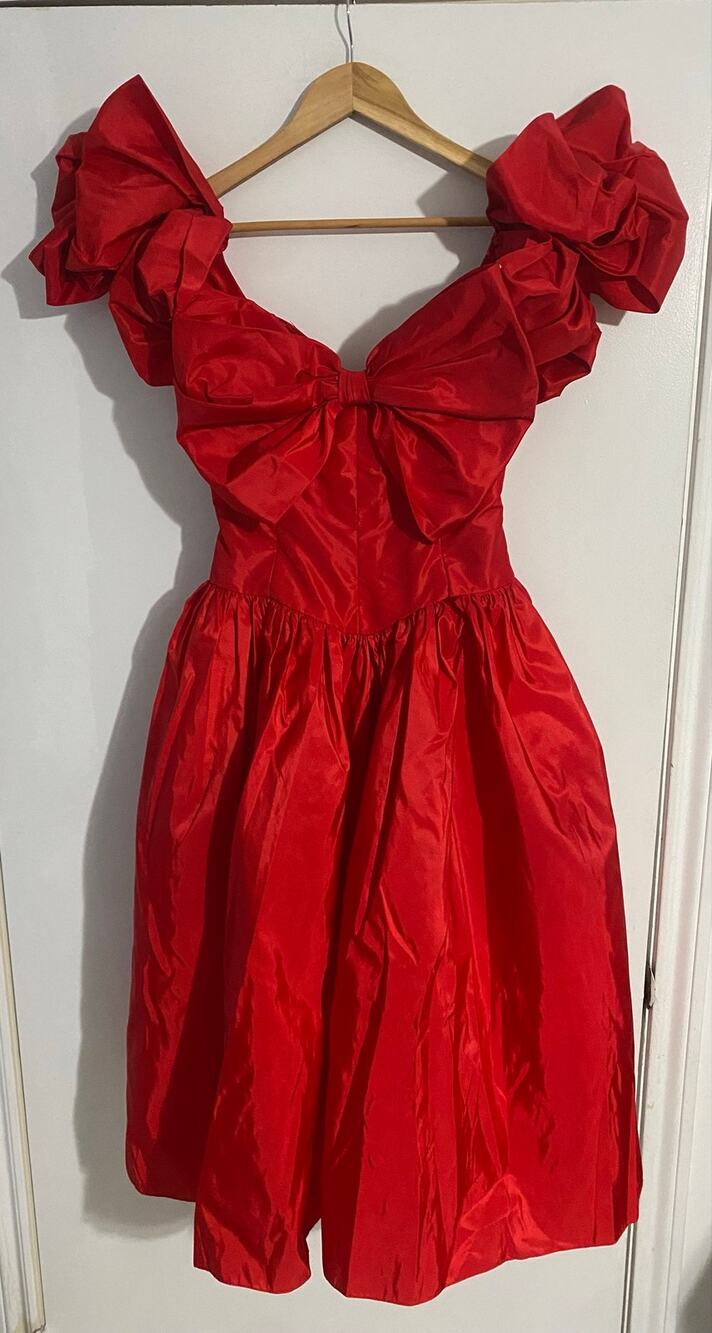 Victor Costa vintage formal dress women’s size 6 red bow 80s prom retro